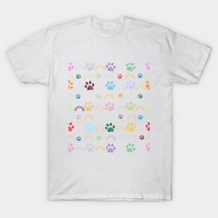 Colorful rainbow and paw prints T-Shirt